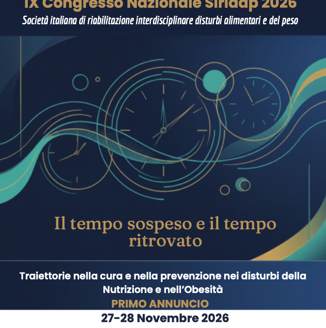 IX Congresso Nazionale Siridap 2026 – Società italiana di riabilitazione interdisciplinare disturbi alimentari e del peso